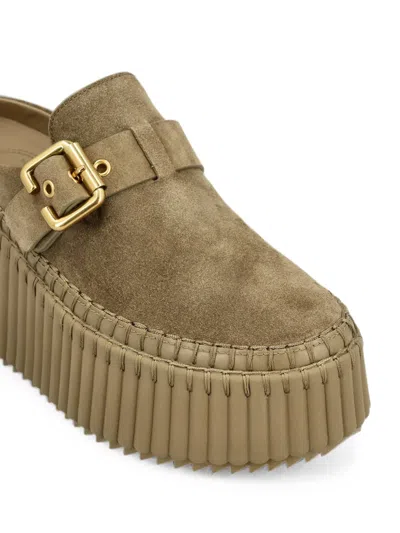 Chloé Chloe Nama Platform Wedge Suede Mules In Multi