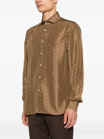 Corneliani Printed Long-sleeve Shirt In Multi