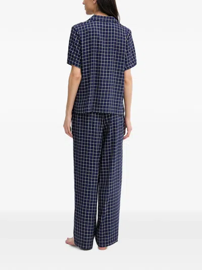 Dkny Check-pattern Pajamas In Blue