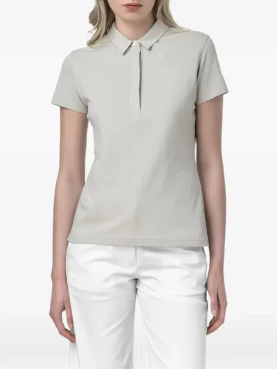 K-way White Solid Shirt Collar Polo In Gray