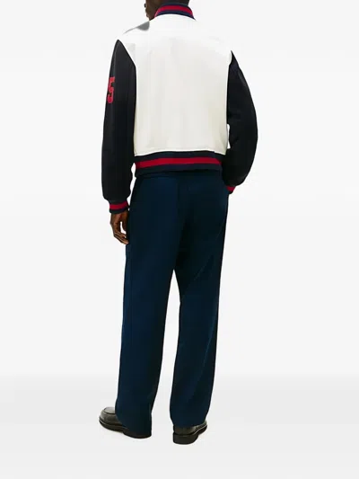 Tommy Hilfiger Leather Wool College Bomber Jacket In Multi