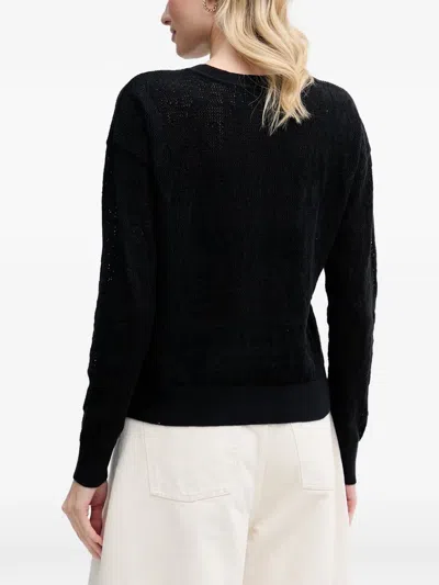 Dkny Patterned Knit Sweater In Black