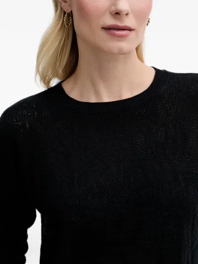 Dkny Patterned Knit Sweater In Black