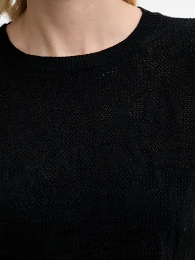 Dkny Patterned Knit Sweater In Black