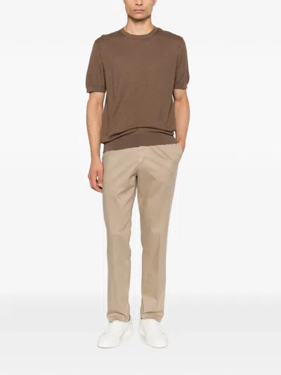 Corneliani Textured-knit T-shirt In Brown