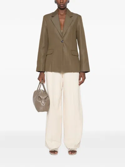 Samsoe & Samsoe Single-breasted Notched-lapels Cotton Blazer In White