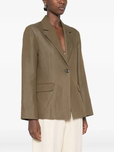 Samsoe & Samsoe Single-breasted Notched-lapels Cotton Blazer In White