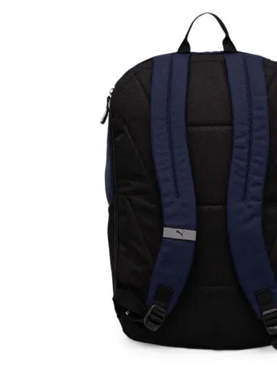 Puma Logo-print Zip-pocket Backpack In Blue