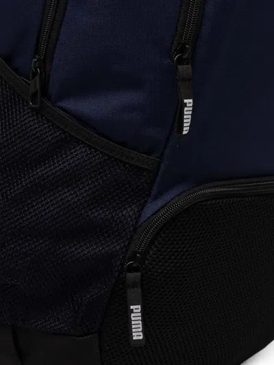 Puma Logo-print Zip-pocket Backpack In Blue