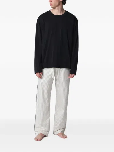 Tekla Long-sleeve Sleeping T-shirt In Black