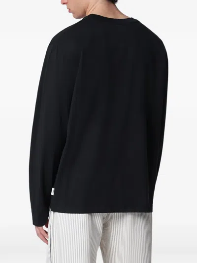 Tekla Long-sleeve Sleeping T-shirt In Black