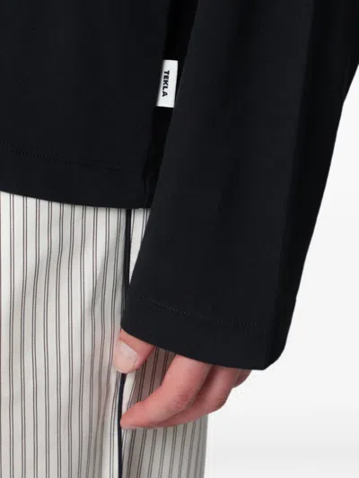 Tekla Long-sleeve Sleeping T-shirt In Black