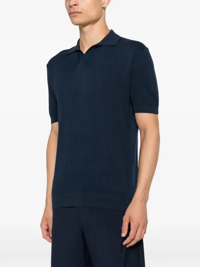 Corneliani Ribbed-knit T-shirt In Blue