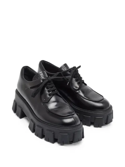 Pre-owned Prada Monolith Derby Shoes In Black