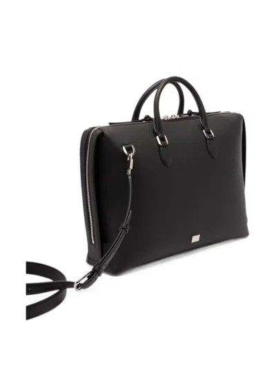 Dolce & Gabbana Pebbled-leather Briefcase In Black