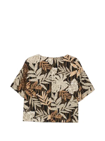 Kaos Leaf-pattern Blouse In Animal Print