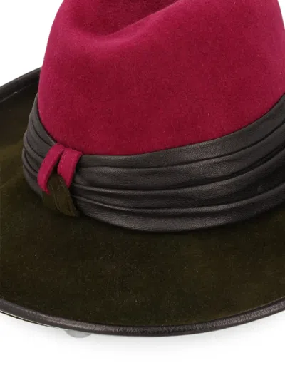 Pre-owned Marzi Decorative-belt Fedora Hat In Red