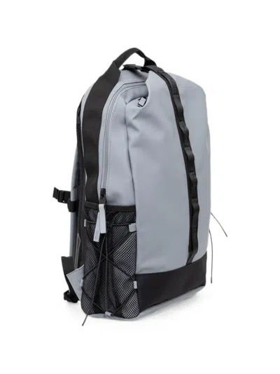 Rains Logo-tape Mesh-panel Backpack In Gray