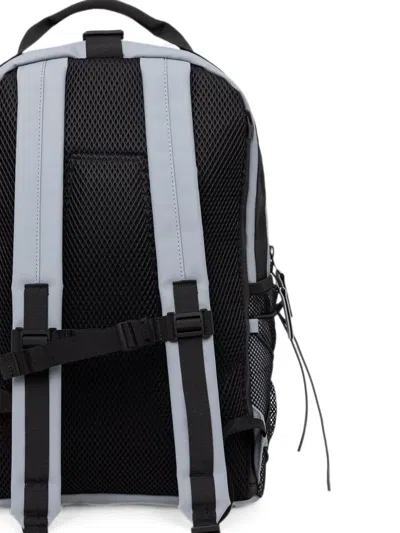 Rains Logo-tape Mesh-panel Backpack In Gray