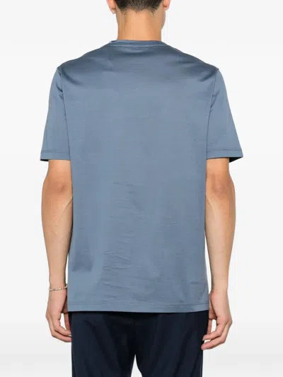 Corneliani Logo-embroidered T-shirt In Blue