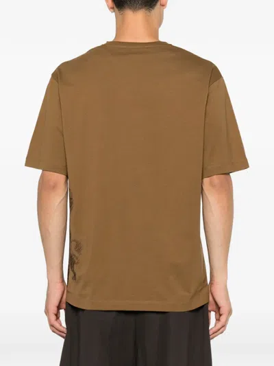 Corneliani Tree-embroidered T-shirt In Brown