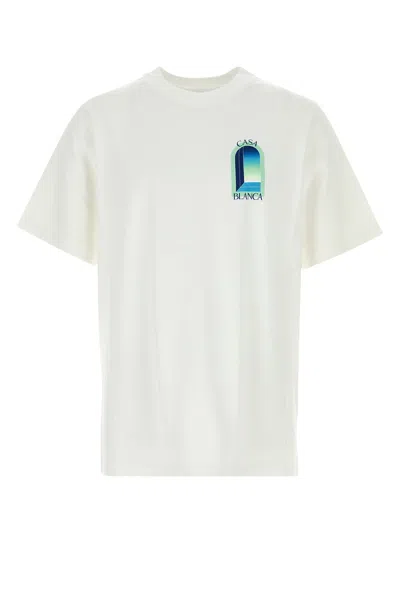 Casablanca Cotton Crew Neck Graphic Print T Shirt In Neutral