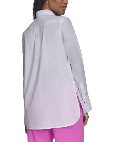 Halston Long Sleeve Button Down Blouse In White