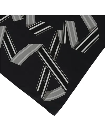 Brioni Patterned Silk-blend Scarf In Black