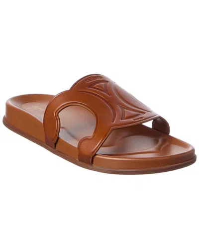 Celine Troimphe Leather Sandal In Brown