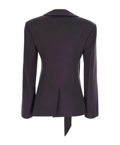 Attico Wool Blazer Structured Tailoring Open Front In Gray