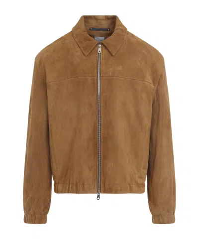 Paul Smith Camel Oversized Leather Jacket In Brown