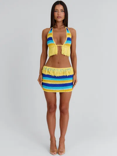 Outcast Juleah Crop Top Yellow Stripe
