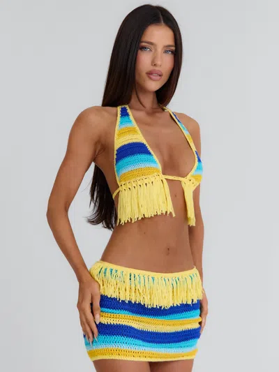 Outcast Juleah Crop Top Yellow Stripe