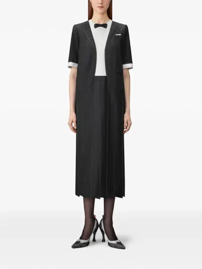 Thom Browne 트롱프뢰유 트윌 미디 드레스 In Blue