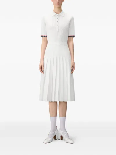 Thom Browne 골지 스티치 미디 폴로 드레스 In Black