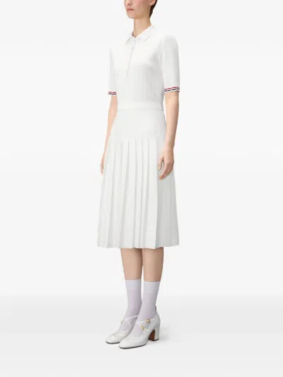 Thom Browne 골지 스티치 미디 폴로 드레스 In Black