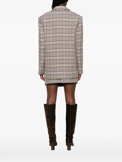 Anine Bing Quinn Check-pattern Single-breasted Blazer In Multi