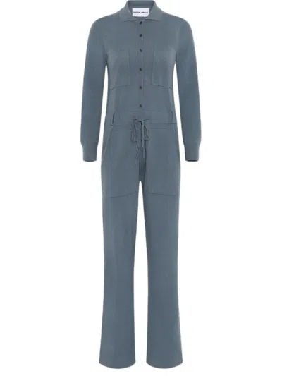 Emerson Renaldi Drawstring Button-front Jumpsuit In Blue