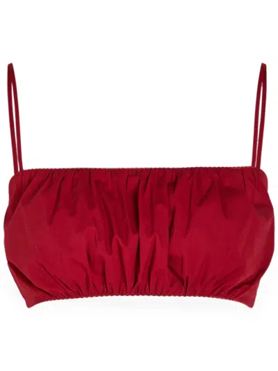 Staud 피오레 개더 스파게티 스트랩 탑 In Red