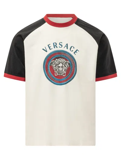 Versace Printed Cotton-jersey Regular T-shirt In Neutral