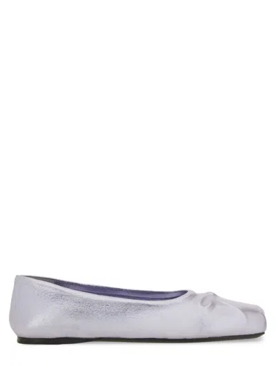 Marni Nappa Leather Seamless Little Bow Ballet Flat In Purple