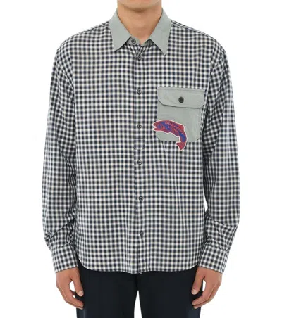 Dsquared2 Checked-pattern Patch-detail Shirt In Blue