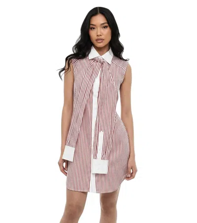 Dsquared2 Striped-pattern Tie-collar Mini Dress In Multi