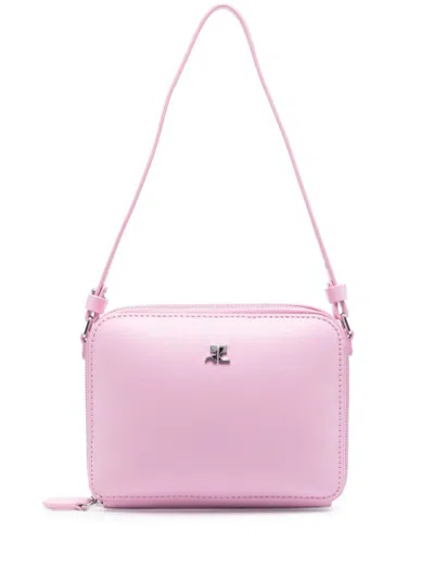 Courrèges Rectangular Shoulder Bag With Adjustable Strap And Minimalist Design In Blue