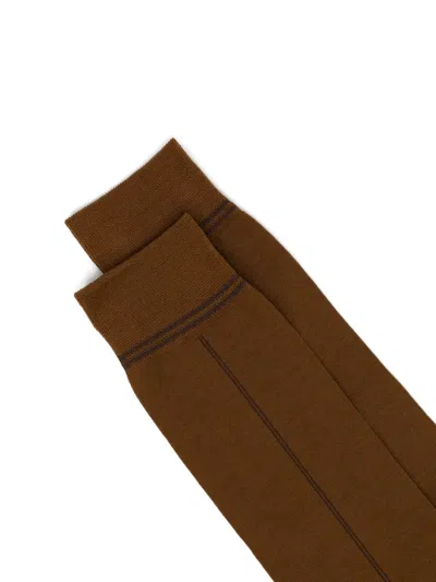 Zegna 골지 커프 양말 In Brown