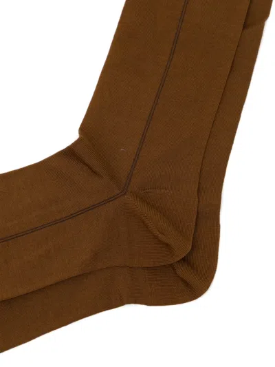 Zegna 골지 커프 양말 In Brown