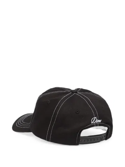 Dime Cursive Denim Cap In Black