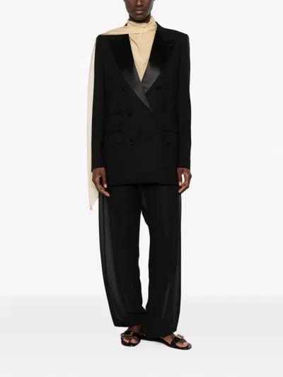 Tom Ford Double-breasted Buttoned Blazer In Black