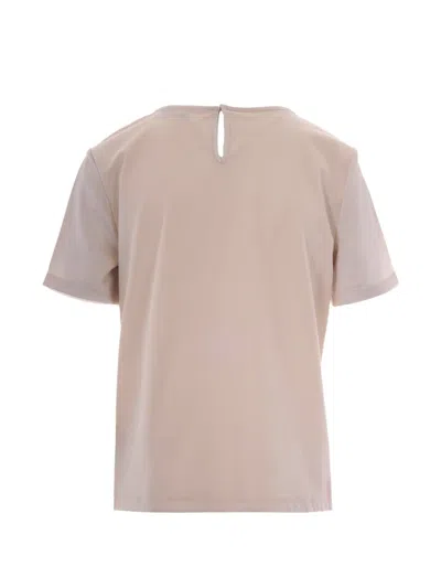 Weekend Max Mara Natural Solid Round Neck T-shirt In Neutral