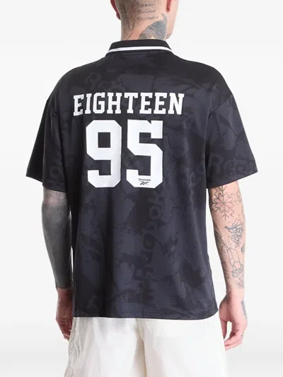 Reebok Logo-print Collared T-shirt In Black